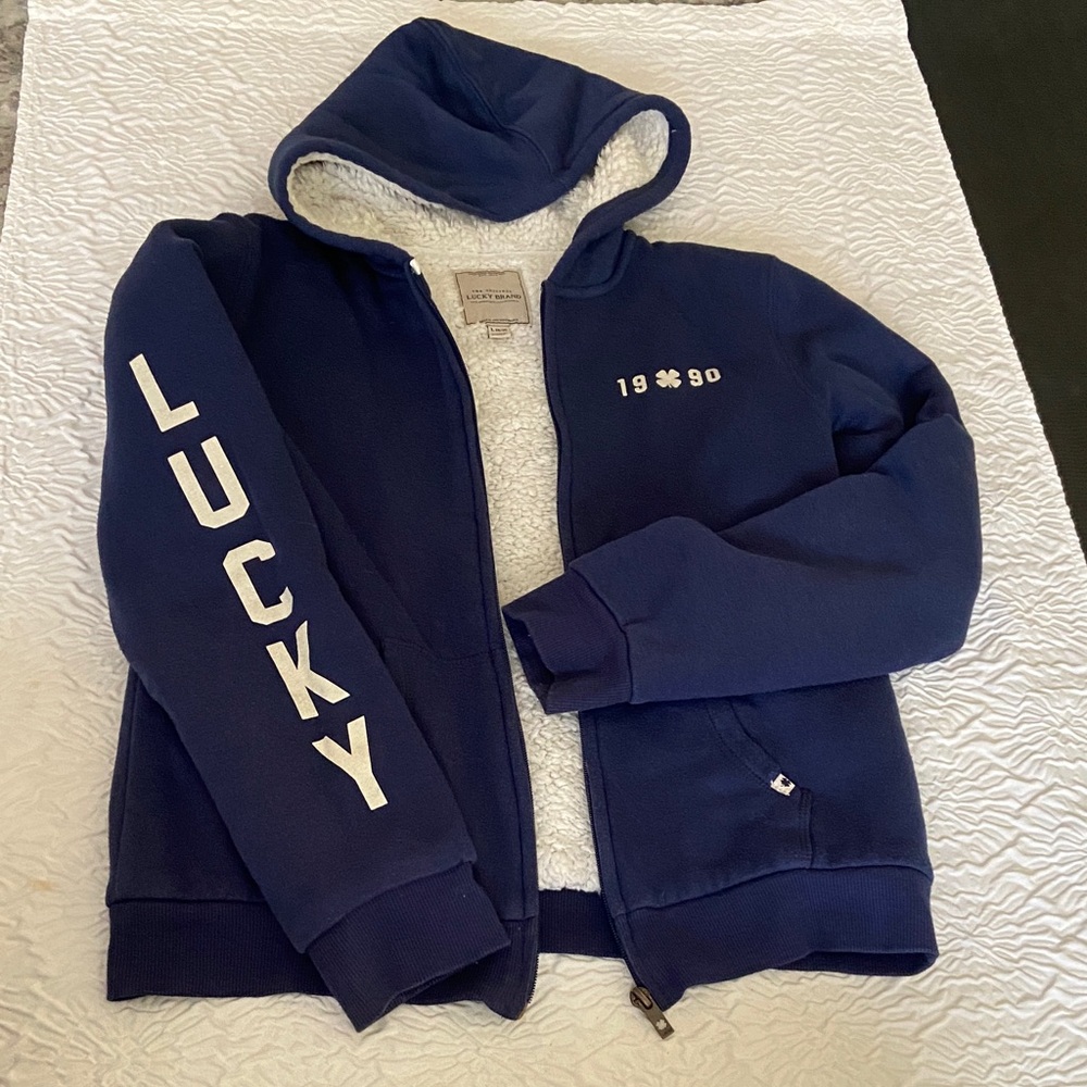Lucky Brand Dark Blue Hoodie with White Accents